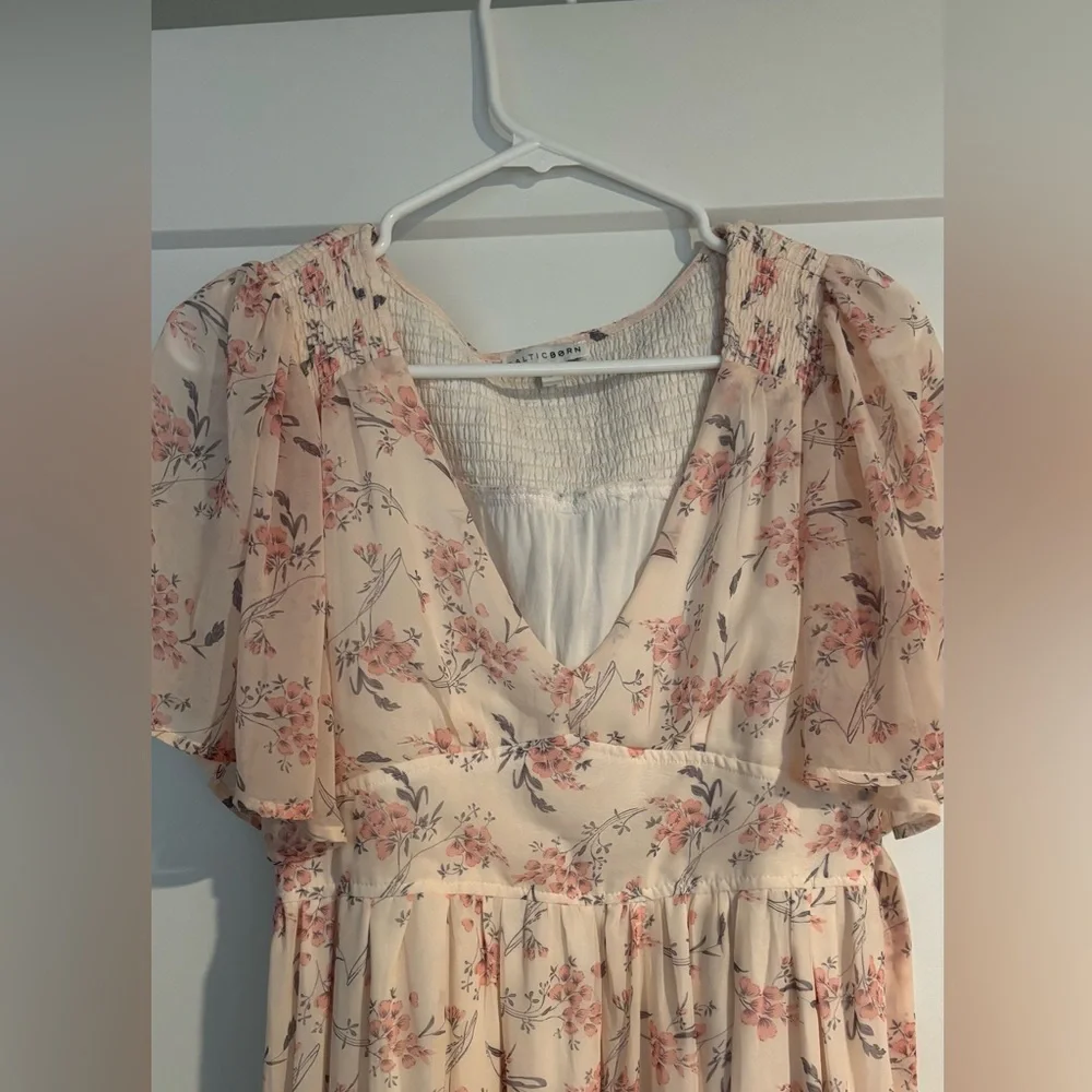 Baltic Born Cream Floral Midi Dress with Pink Accents - Picture 3 of 5